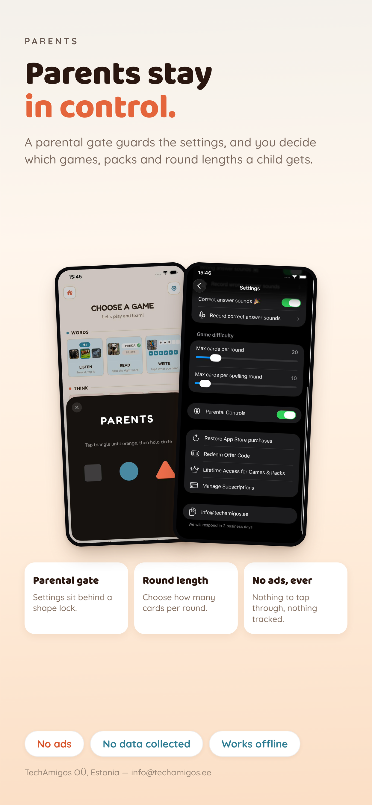 The Parental Controls and Settings view shown on iPhone